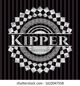 Kipper silver shiny badge. Vector Illustration. Mosaic.