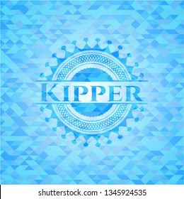 Kipper sky blue emblem with triangle mosaic background