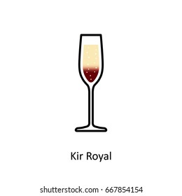 Kir Royal cocktail icon in flat style. Vector illustration