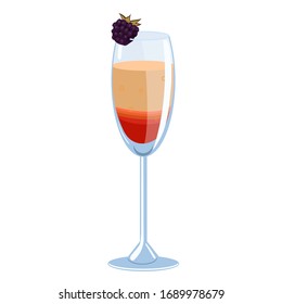 Kir Royal-Cocktail einzeln auf weißem Hintergrund. Grafiken der Vektorillustration.