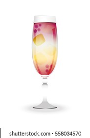 Kir Royal cocktail. Vector illustration on white background.