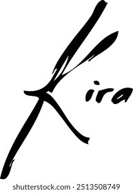 Kira Nombre De La Niña Tipografía Cursiva Mano Escrito Pincel Texto