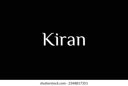 Kiran - Nombre musulmán - Nombre islámico - hermoso estilo de fuente - nombres vectoriales en color blanco sobre fondo negro