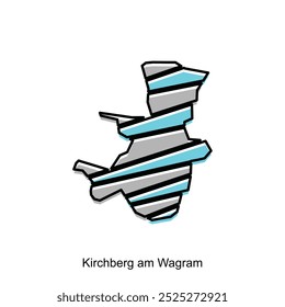 Kirchberg am Wagram mapa ícone plano ilustração, Mapa vetorial da Áustria com o nome País e ícones de viagem modelo