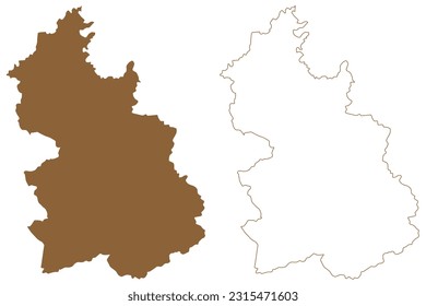 Kirchdorf an der Krems district (Republic of Austria or Österreich, Upper Austria or Oberösterreich state) map vector illustration, scribble sketch Bezirk Kirchdorf an der Krems map