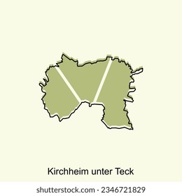 Kirchheim Unter Teck City Map illustration. Simplified map of Germany Country vector design template