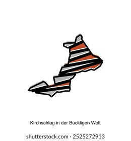 Kirchschlag in der Buckligen Welt map flat icon illustration, Vector map of Austria with named Country and travel icons template