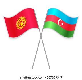 Kirgiz and Azerbaijani crossed flags. Kyrgyzstan combined with Azerbaijan isolated on white. Language learning, international business or travel concept.