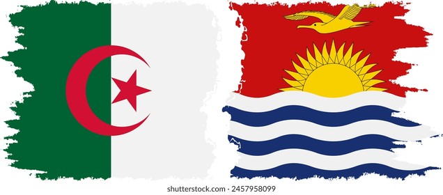 Kiribati and Algeria grunge flags connection, vector