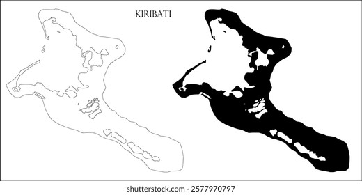 Kiribati Blank Map, Kiribati Map Outline Vector Images