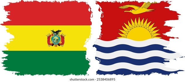 Kiribati and Bolivia grunge flags connection, vector