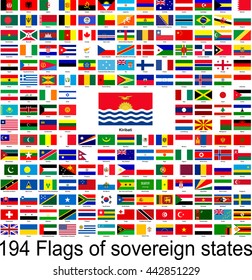 Kiribati, collection of vector images of flags of the world
