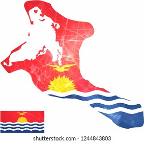  Kiribati contour flag colors map with cracks and scrapes. Vector illustration