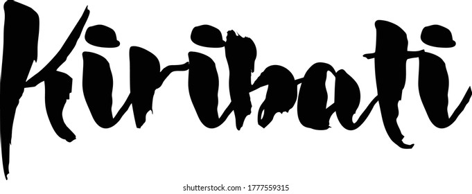 Kiribati Country Name Handwritten Calligraphy Black Color Text 
on White Background