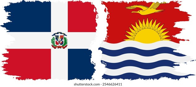 Kiribati and Dominican Republic grunge flags connection, vector