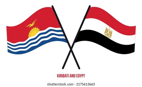 Kiribati and Egypt Flags Crossed And Waving Flat Style. Official Proportion. Correct Colors.