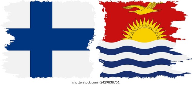 Kiribati and Finland grunge flags connection, vector