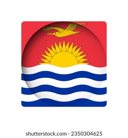 Kiribati Fahne - hinter dem zerschnittenen Kreissäulen-Papierloch mit Innenschatten.