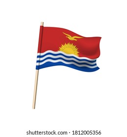 Kiribati flag. Bird, sun and waves on red background. The inscription Allah is great in green Vector illustration