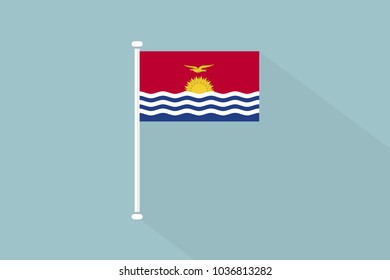 Kiribati flag with flagpole,vector illustration