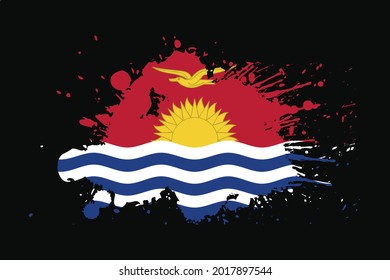 Kiribati Flag mit Grunge-Effekt-Design. Es wird verwendet T-Shirt Grafiken, Druck, Poster und Hintergrund.