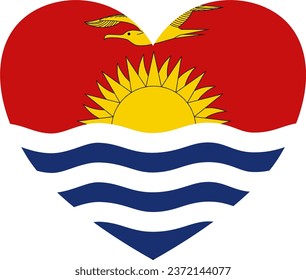 Kiribati flag in heart shape isolated  on  transparent  background