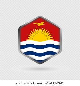 Kiribati Flag Symbol in Hexagon Form.