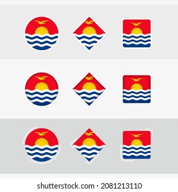 Kiribati flag icons set, vector flag of Kiribati. Three versions of icon.