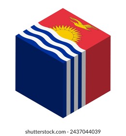 Kiribati flag - isometric 3D cube isolated on white background. Vector object.