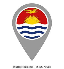 Kiribati flag location pin, flag application, Flag on Location Pin, graphic design, map pointer, vector illustration.