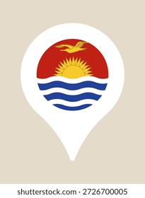 El pin del mapa de la bandera de Kiribati que marca un destino, un ícono de Vector para viajes y geografía con simbolismo patriótico..