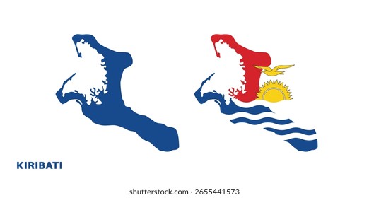 kiribati-Flagge und Kartensatz. kiribati Flagge in offiziellen Farben und Proportionen, Karte