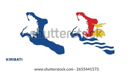 kiribati flag and map set. kiribati flag in official colors and proportions., map