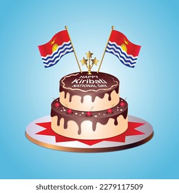 Kiribati Flag National Day with a Cake on a Blue Background