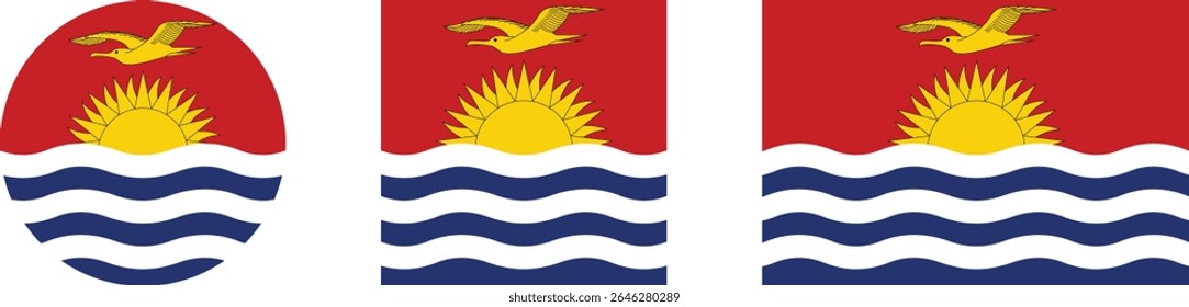 
Bandeira de Kiribati - Bandeira Nacional e Oficial de Kiribati com Emblema e Símbolo de Pássaro Solar