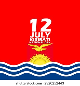Kiribati flag with number and bold text to commemorate Kiribati National Day on July 12