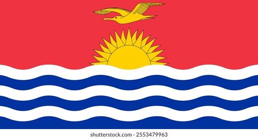 Kiribati flag in official colors, dimensions and aspect ratio. Vector flag symbolizing national pride, identity, heritage, patriotism and authority