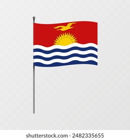 Kiribati flag on flagpole. Vector illustration.