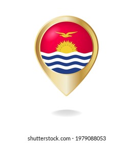 Kiribati flag on golden pointer map, Vector illustration eps.10