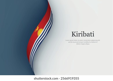 Kiribati flag on Waving ribbon. Template for independence day