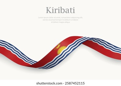 Kiribati flag on Waving ribbon. Template for independence day