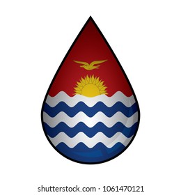 The Kiribati flag painted on 3D water drop