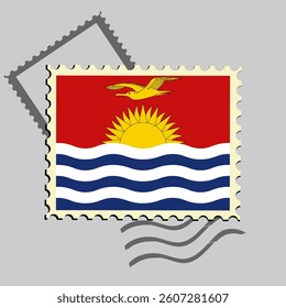 Kiribati flag postage stamp. Isolated vector illustration on grey post stamp background