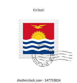 Kiribati Flag Postage Stamp on white background. Vector illustration.