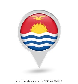 Kiribati Flag Round Pin Icon. Vector icon.