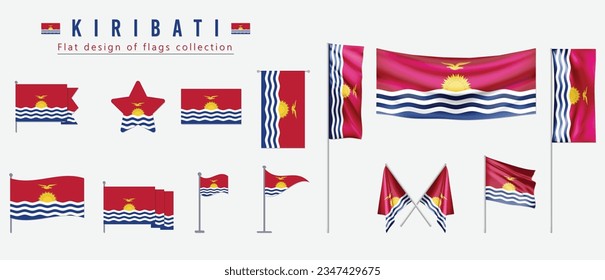Kiribati flag set, flat design of flags collection