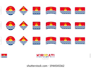 Kiribati flag set, simple flags of Kiribati with three different effects. Vector illustration.
