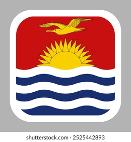 Kiribati flag square flat vector with rounded corners and white border, vector illustration