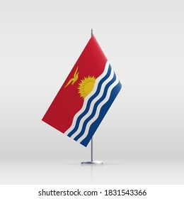 Kiribati flag state symbol isolated on background national banner. Greeting card National Independence Day of the Republic of Kiribati. Illustration banner with realistic state flag.