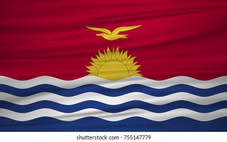 Kiribati flag vector. Vector flag of Kiribati blowig in the wind. EPS 10.